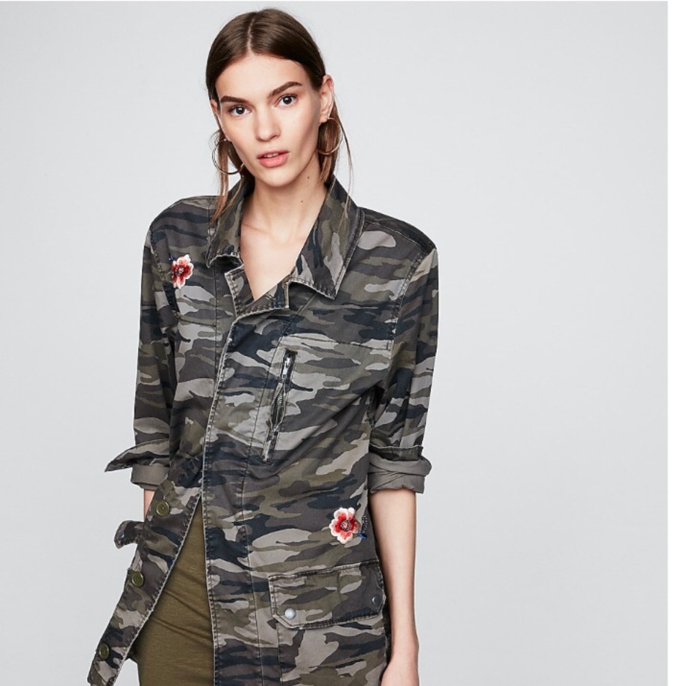 Express Embroided Camo Military Jacket